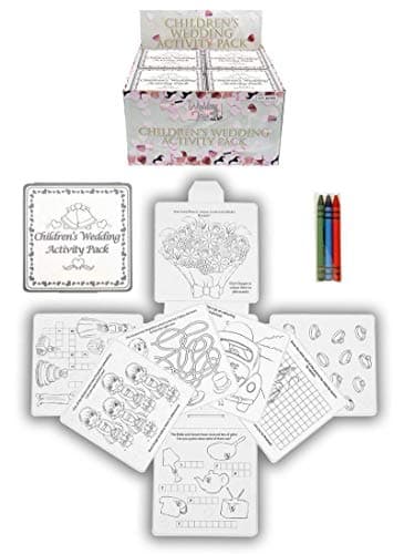 HENBRANDT Wedding activity pack for children, crayons, drawing and colouring book, travel games, pack of 4