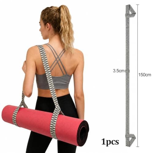 Yoga Mat Strap for Carrying - Adjustable Yoga Mat Carry Strap Sling, Lightweight Hands-Free Portable Loops for all Mat Sizes, Ideal for Fitness, Pilates, and Stretching (Yoga Mat not included) — view 2