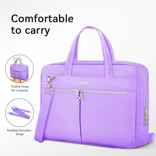 Ferkurn Laptop Bag Case for Women Men Briefcase Messenger Computer Bag with Shoulder Compatible with Macbook Pro/Air, HP Pavilion, XPS, Ideapad, ASUS, Acer, Samsung, Purple, 15 15.6 16 Inch — view 5