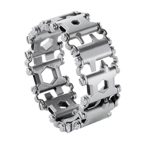 ieron Multitool Bracelet for Men - 29-in-1 Stainless Steel Multifunctional Bracelet, Travel-Friendly, Suitable for Sailing, Camping, Hiking - Silver, 21cm