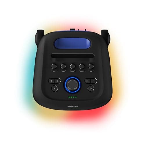 PHILIPS TAX5000E Bluetooth Party Speaker 200W Max, Bass+, Lightshow, 14h Battery, TWS & Auracast, Mic/Guitar Inputs, IPX4 Splash-Proof, USB, AUX, App Control, Wheels & Handle — view 2