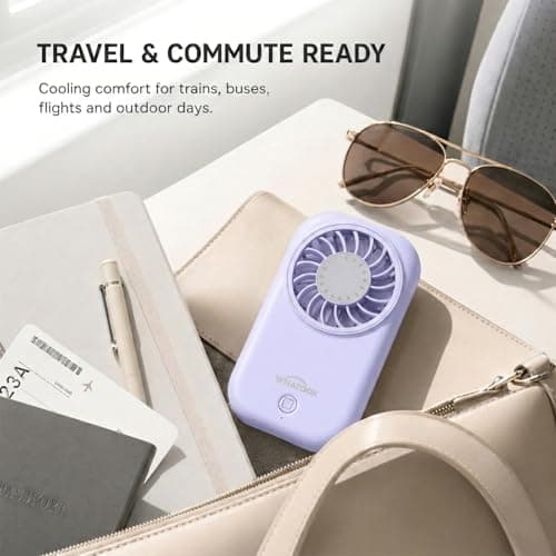 WHATOOK Mini Handheld Turbo Fan: 0.59in Ultra-Slim & 0.12lbs Light Pocket Fan, 11000 RPM Power, USB-C Rechargeable Portable Small Personal Hand Fan for Travel Essentials, Outdoor, Gift, Purple — view 4