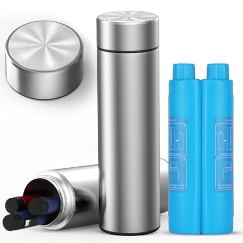 Fefod 48H Insulin Cooler Travel Case, Medicine Travel Cool Bag, Insulin Pen Case 2 Ice Pack, Diabetic Care Medication Cooler, Portable Medicine Bottle Car Refrigerator, Freezer Pack/Ice Brick