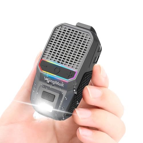 VkingMoR Wearable Bluetooth Speaker, Clip-On Portable Speaker with Built-in Mics Hands-Free Music and Calls for Hiking/Biking, Small Speakerr with LED Light, 15H Battery Life Speakerr(Grey)-New