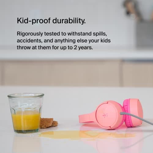 Belkin SoundForm Mini Wired On-Ear Headphones for Kids, Over-Ear Headset for Children with inline Microphone for Online Learning, School, Travel, Play, For 3.5mm Compatible Devices - Pink — view 3