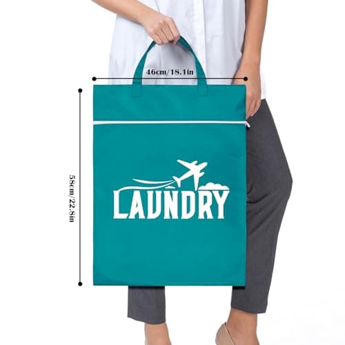 2PCS Travel Laundry Bags, Large Waterproof Dirty Clothes Bags Organizers with Handle, Washable Wet Dry Bags for Swimming Suit, Gym, Bathing, Fitness, Yoga (Black+Blue) — view 2