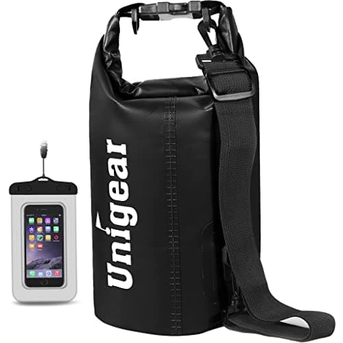 Unigear Dry Bag 5L/10L/20L/30L/40L Dry Bag with Waterproof Phone Case and Adjustable Long Shoulder Strap for Boating Kayaking Fishing Rafting Swimming Camping Snowboarding (Black, 10L)