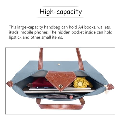 Tote Bags for Women Stylish Waterproof Nylon Ladies Shoulder Bag Top Handle Handbag Folding Beach Travel Bag for Work,Shopping, School — view 6