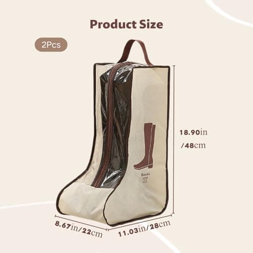 2PCS Boot Bags for Travel and Home Storage, Walking Boot Bag for Tall Boots, Dust Cover and Shoe Organizer — view 2