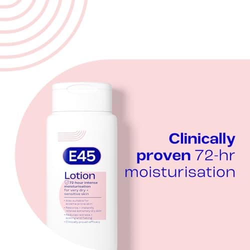 E45 Moisturising Lotion 200 ml, Daily Body Moisturiser for Dry & Sensitive Skin, Long-Lasting Hydration to Soothe, Protect & Restore Softness — view 2