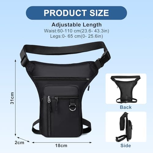 Flintronic Motorcycle Leg Bag, Hiking Waist Pack, Thigh Fanny with Adjustable Waist and Thigh Strap, Multi-Function Sports Pouch Bag, for Men Women Cycling Running Traveling and Fishing — view 2
