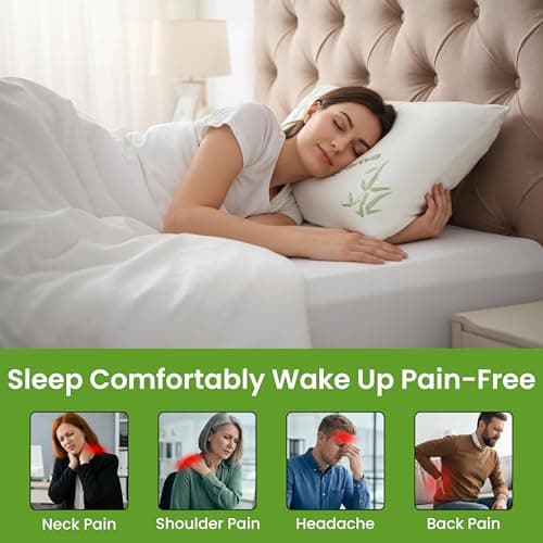 Aspect Pack of 2 Bamboo Bed Memory Foam Pillow For Sleeping Neck and Head Support Anti Allergy Orthopedic Pillows Deep Sleep Neck Pillow Superior Comfort Antibacterial Pillow for Side & Back Sleepers — view 3