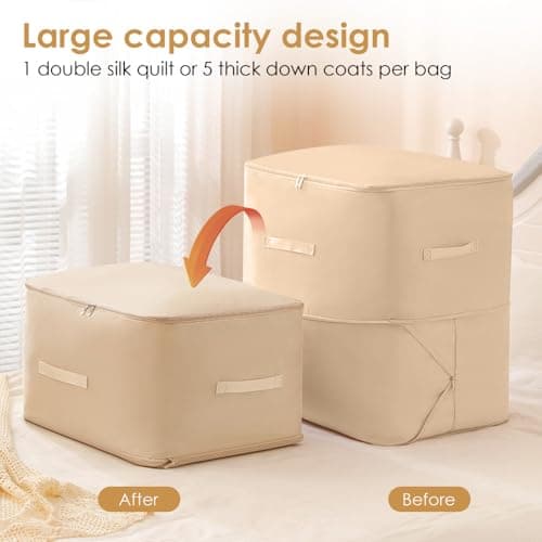 Compression Bag,Foldable Travel Storage Bag with Double Zippers Design& Reinforced Handles for Clothes, Blankets & Comforters Duvet — view 5
