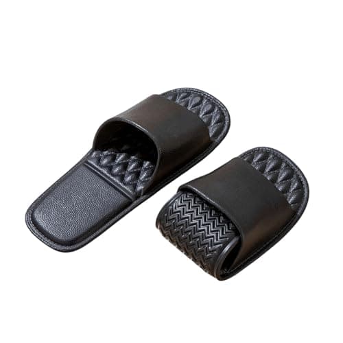 Lightweight Portable Travel Slippers for Men and Women, Quick-Dry Breathable Indoor Outdoor Hotel Swimming Pool Flip Flops with Flexible Sole, Non-Slip, Machine Washable Black
