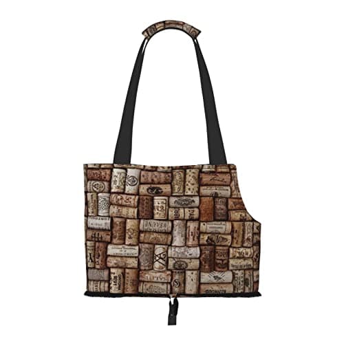 Foldable Cat Carrier Dog Shoulder Bag, Wine Cork Pet Tote Bag, Waterproof Collapsible Pet Tote For Small Dogs, Breathable Travel Carrier With Safety Hook & Viewing Window (34x36x15.5 Cm) — view 2