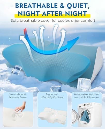 Orthopaedic Cervical Memory Foam Pillow for Neck & Shoulder Pain Relief, Contour Neck Support Pillow with Arm Rest Groove, Dual Height for Side, Back & Stomach Sleepers, Cooling Cover, 100-Night Trial — view 5