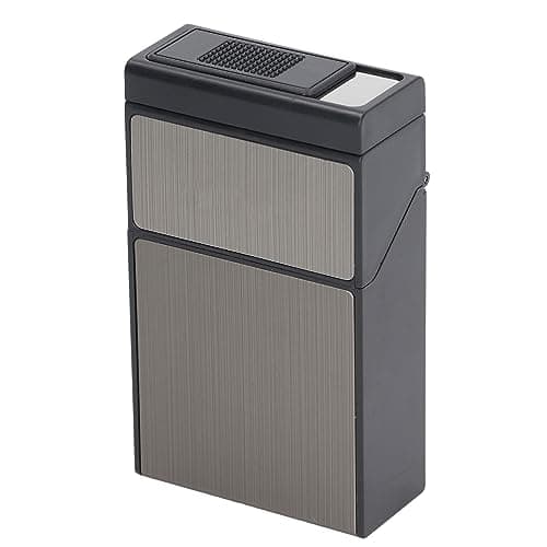 Dilwe Metal Cigarette Case 20 Pack with USB Charger (Black Brushed) — view 3
