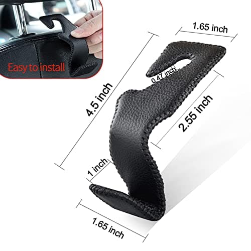 Car Hooks Universal Car Vehicle Back Seat Headrest Hanger Holder Hook Microfiber Leather & Stainless Steel for Bag Purse Cloth Drink Grocery (Black red)… — view 3