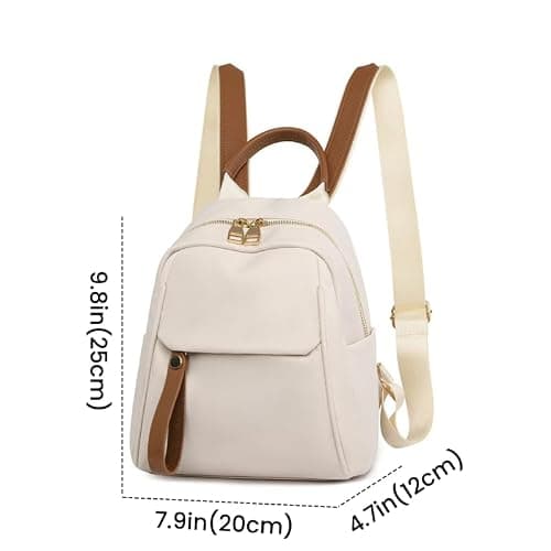 FUNSEED Mini Backpack for Women, Casual Lightweight Oxford Cloth Shoulder Bag for Daily Use, White, S, Fashion — view 2