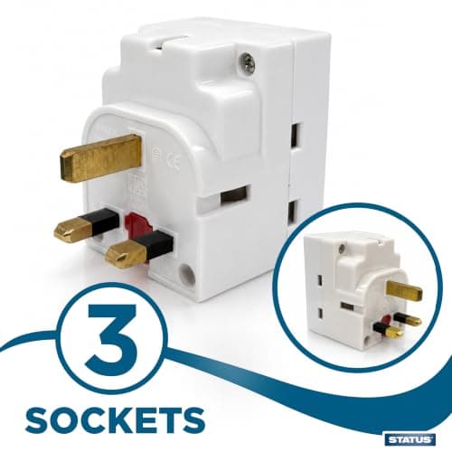 STATUS 3 Way Multi Plug Adapter | UK 3 Pin Multi Plug Adaptor | Individually Switched Fuse | S3WASPSCX2 — view 3