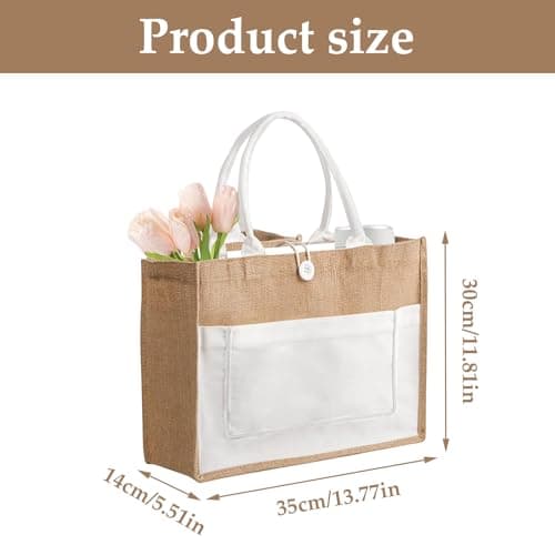 Bride Jute Tote Shopping Bag with Cotton and Hessian Waterproof Material for Beach, Wedding and Bridal Shopper — view 4