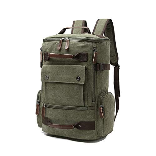 Canvas Backpack with 15.6" Laptop Compartment - Ideal for Men & Women Multiple Pockets for Travel, Outdoor Activities, and School Use Green
