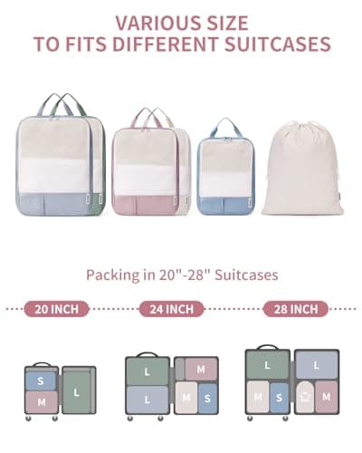 Narwey 6 Set Compression Packing Cubes for Suitcases, Travel Packing Bags — view 2