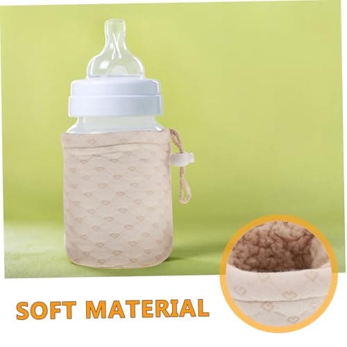 HAWILLOSCH Insulated Glass Baby Bottle Sleeve Warmer Cover Portable Thick Lamb Wool Baby Milk Bottle Protector Case for Travel and Nursery Use — view 3