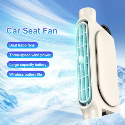 Car Backseat Fan,Car Seat Cooling Fan,3 Speeds Carseat Cooler,Portable Ventilation Fans,USB Rechargeable,Clip On Air Circulator,Electric Vehicle Fans for Road Trips Camping-Beige — view 4