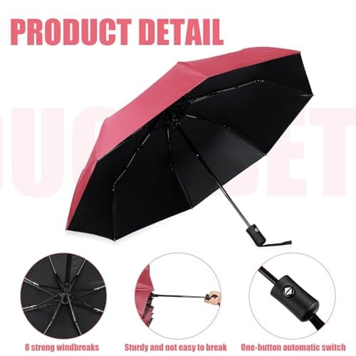Kajaia 4 Pack Windproof Travel Umbrellas, Automatic Open and Close Folding Rain Umbrella Compact Collapsible for Men Women, Multicolor, 38.5 inches/ 98 cm — view 3