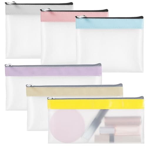 HJZHII 6 Pcs Clear Pouches with Zipper, Waterproof Zipper Cosmetic Bag