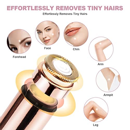 URAQT Facial Hair Remover for Women, Painless Face Hair Trimmer, Rechargeable Mini Epilator Lady Shaver Portable Electric Razor for Lips Face Body Peach Fuzz — view 5