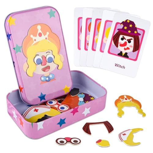 ASTARON Magnetic Puzzle for Toddlers, 32 pcs Puzzles Portable Travel Toys for Kids, Plane Car Activities Educational Learning Toy Birthday Gifts for Girls