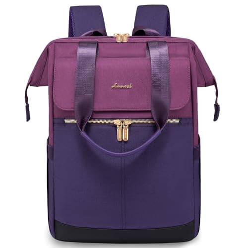 LOVEVOOK Purple Backpack Womens, 15.6 inch Laptop Rucksack Bag for Women, Waterproof Work Backpack for Teacher Nurse, Fashion School Bags with USB Port for University Travel Office Business, Purple
