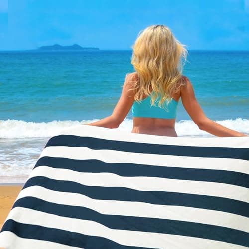 DDUP Microfibre Beach Towel, 160x80cm Extra Large Sand Free Beach Towels for Adults,Soft and Lightweight Travel Towel,Double Sided Quick Dry Super Absorbent with Mesh Bag for Swimming Yoga Gym(Blue) — view 4