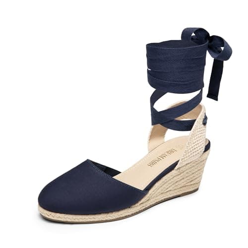 DREAM PAIRS Womens Espadrilles Platform Sandals,Navy-Canvas,5.5