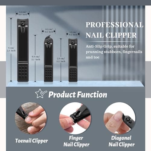 12Pcs Manicure Set for Women Men, Manicure & Pedicure Tools & Accessories, Professional Nail Kit Manicure Set, Nail Cleaning Kit for Home, Nail Grooming Kit with Black Leather Travel Bag — view 3