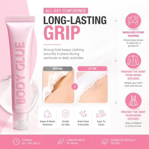 Body Glue for Clothes & Skin, Clear Non-Slip Adhesive for Stockings, 20 ml — view 5