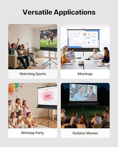 VEVOR Projector Screen with Stand, 60 Inch 160° Wide Angle Indoor Outdoor Projection Screen, 16:9 4K HD Wrinkleless Portable Tripod Screens with Carry Bag, for Movie Home Theater Office Presentation — view 5