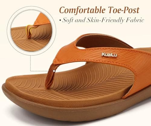 KuaiLu Womens Arch Support Flip Flops Yoga Mat Cushioned Orthopedic Sandals — view 3
