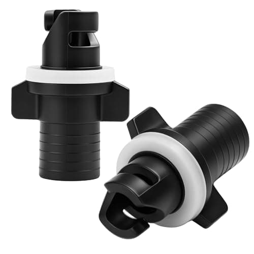 JOVIA 2PCS Boat Pedal Pump Hose Adapters Compatible with H-R Valve, Universal Black Plastic Heavy Duty Air Valve Connectors, for Inflatable Kayaks Paddleboards Inflatable Boats Inflation Tool Set