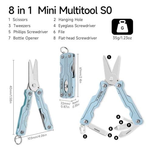 NexTool Micro Sailor S0, 8-in-1 Mini Keychain Multitool (Blue) — view 2