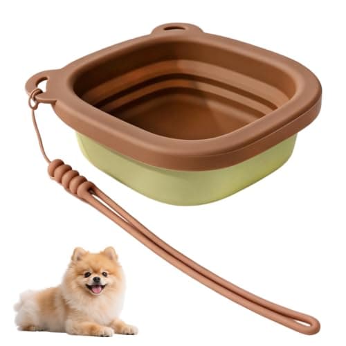 Foldable Dog Bowl, Detachable 2-in-1 Silicone Pet Water Food Dish