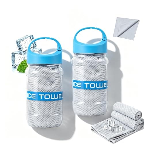 XDGJTBFMY Cooling Towel, 2PCS 100x30cm Ice Towel with Storage Bottle,Microfibre Gym Towels,Lightweight Quick Dry Towels for for Golf,Sport,Running,Gym,Camping,Workout & More Activities
