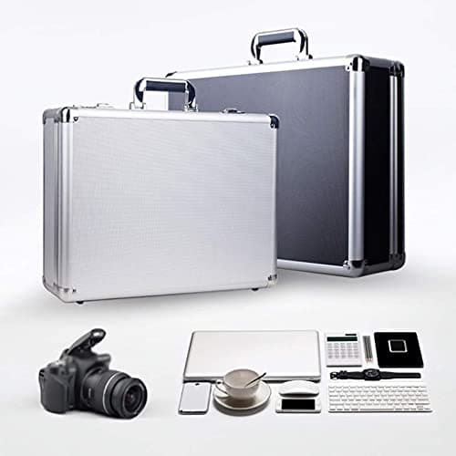ZAANU Aluminum Hard Case, Lockable Storage Toolbox Portable Foam Briefcase Tool Case Moisture-Proof and Shock-Resistant Transport Case (Silver 350x250x120mm) — view 5
