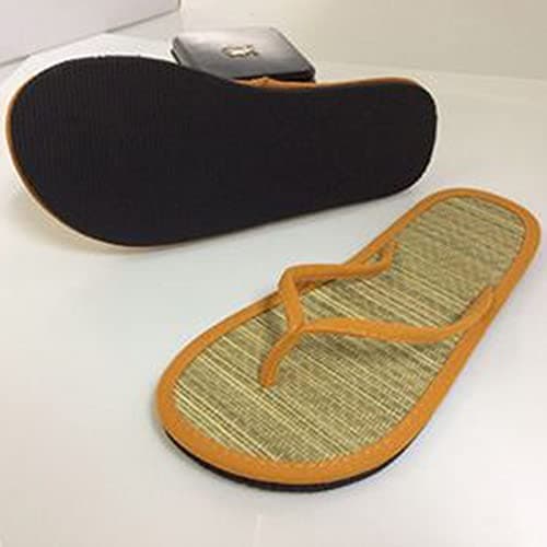 Flip Flops Bamboo Women's Slippers Toe Separator Summer Mules Flower Sandals Flat Comfortable Non-Slip Silent Bamboo Rattan Flop Slippers, Black, EU 41, orange, 6 UK — view 3