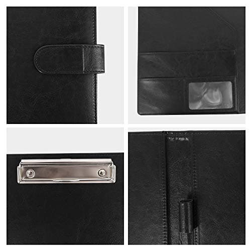 GraduatePro A4 Clipboard Folder with Storage Leather Waterproof Magnetic Conference Presenter Document Business Organizer Sleeves Black — view 5