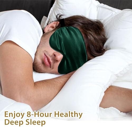 Sleep Mask Satin Eye Mask, Blackout, Green — view 6
