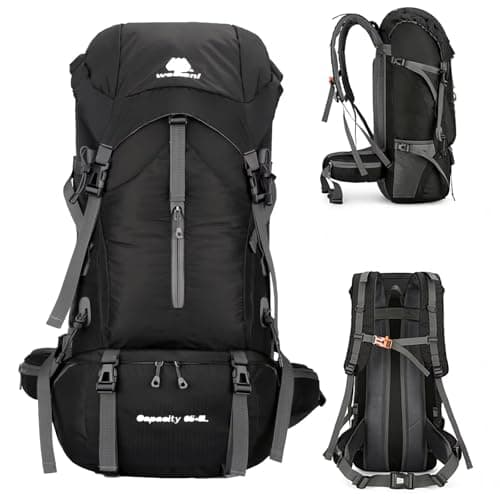 NTUOCAW 70L Hiking Backpack with Rain Cover Large Trekking Backpack for Men Women Waterproof Camping Rucksack Lightweight Backpacking for Outdoor Sports Travel Hiking Cycling Climbing Mountaineering — view 2