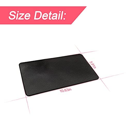 BLAU GRUN Car Dashboard Anti-Slip Rubber Pad, 10.6''x 5.9'' Universal Non-Slip Car Magic Dashboard Sticky Adhesive Mat for Phones Sunglasses Keys Electronic Devices and More Use (Black/Grid) — view 2